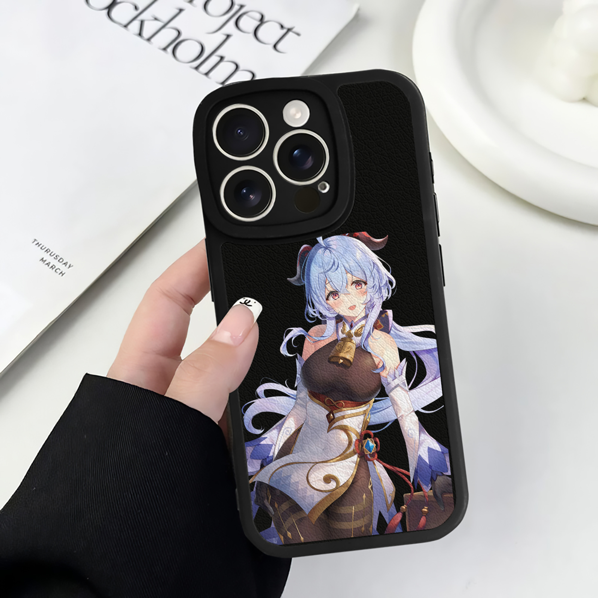 げんし神 甘雨 かんう genshin Ganyu 【iPhone 16シリーズ対応】シリコンスマホケース（レザー調） 材質：シリコン